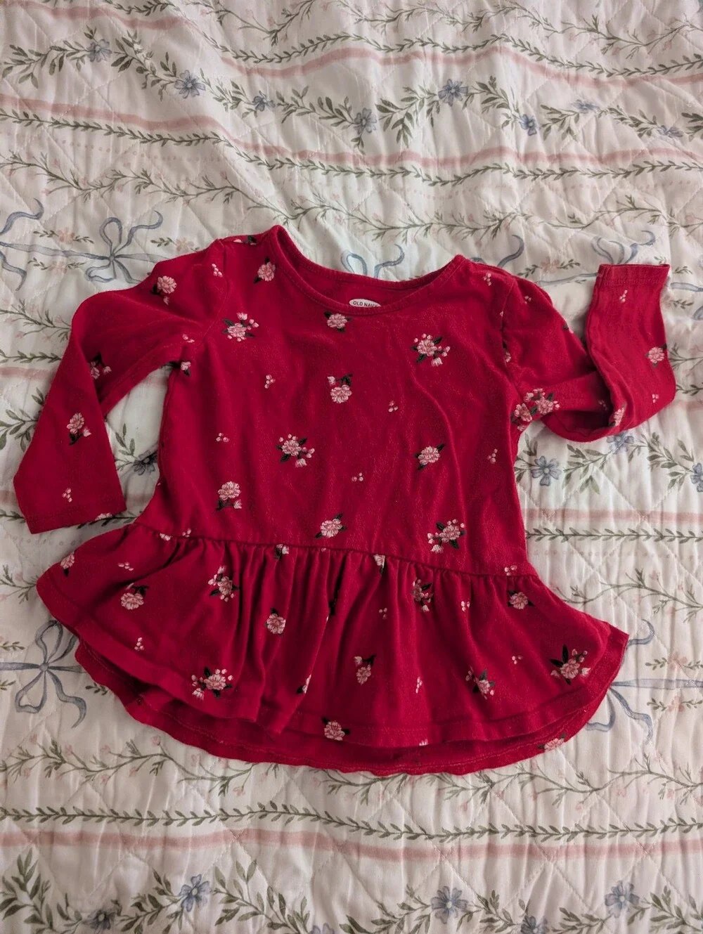 Old Navy Red Floral Peplum Top for Girls 2t
